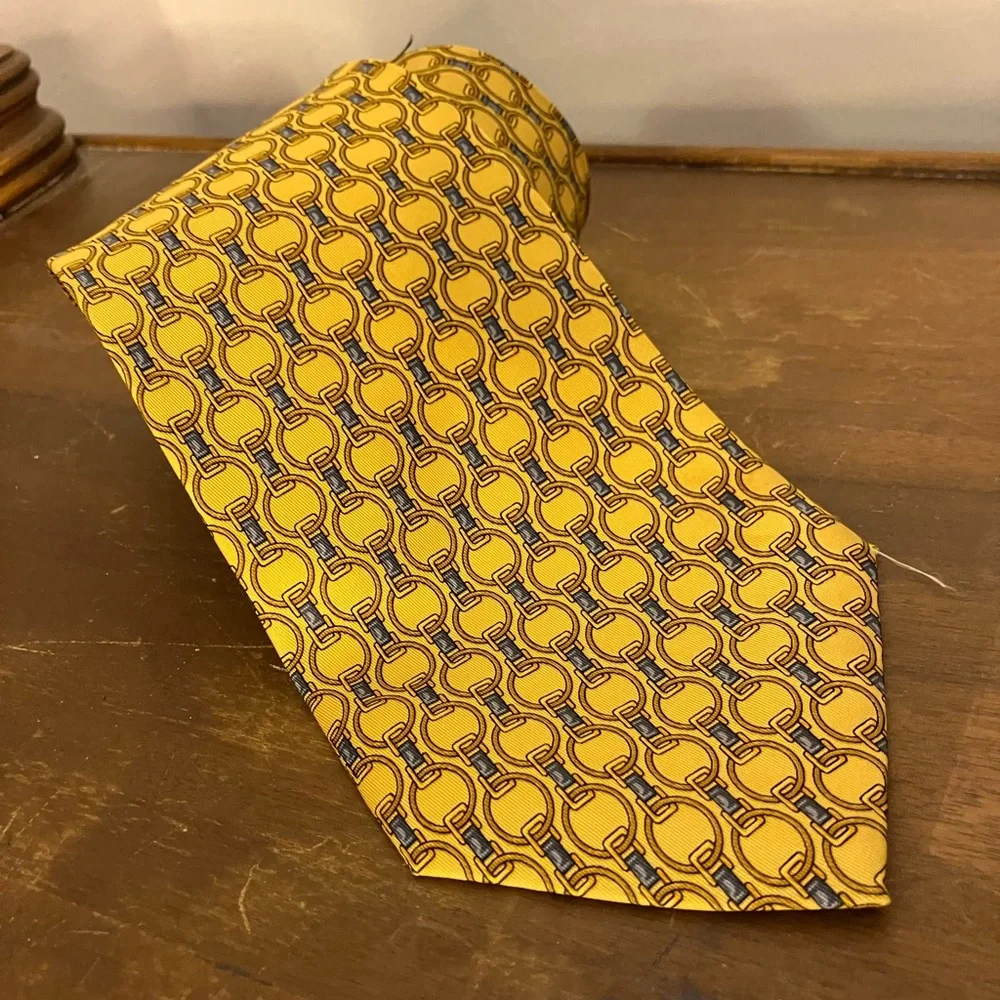 Gucci Silk Tie Yellow Vintage Wide